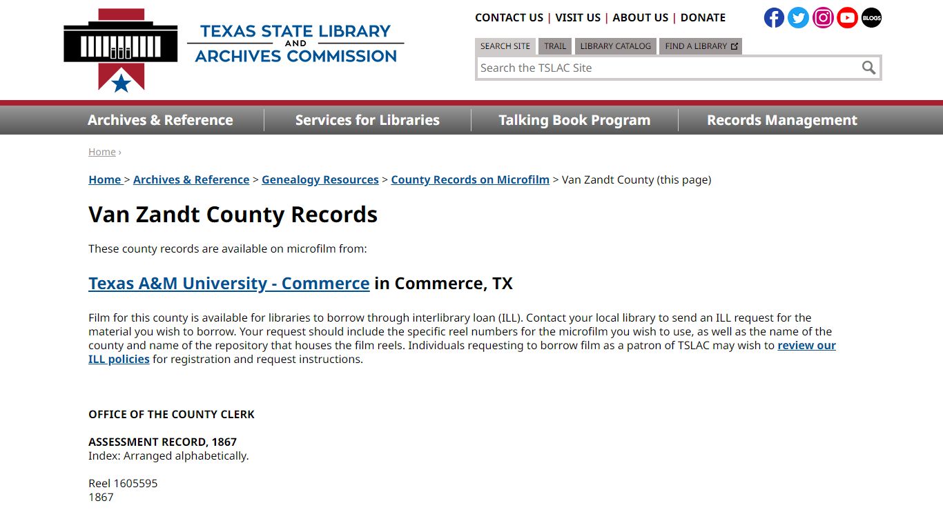 Van Zandt County Records Available on Microfilm from Texas ...